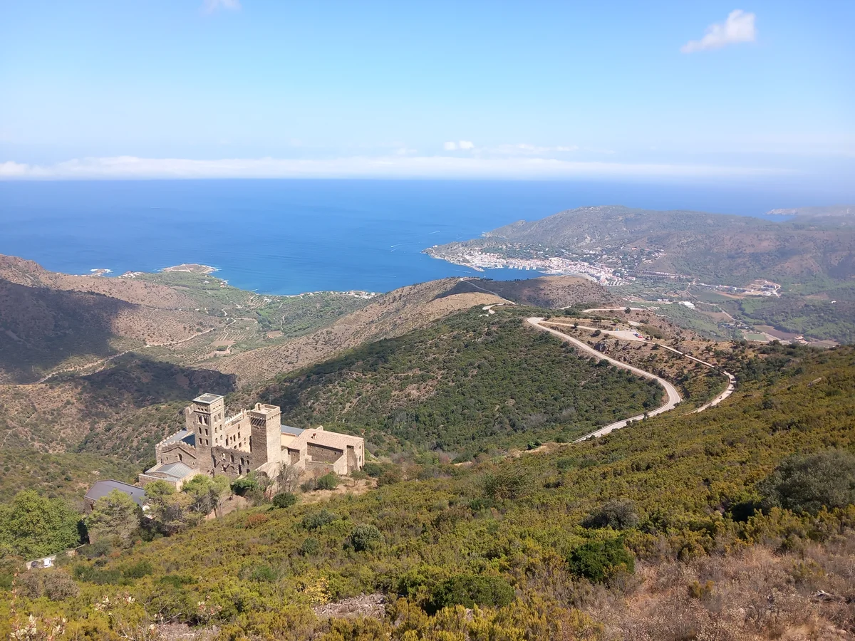 Panoramic view of Catalonia’s Mediterranean coast, Monastery of Sant Pere de Rodes